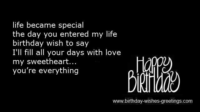 birthday romantic sms message wife